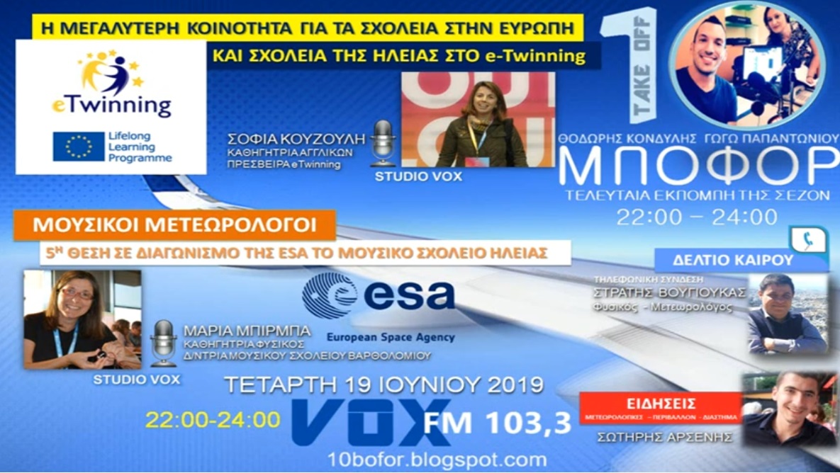 Read more about the article “10 μποφόρ” Τετάρτη 19.6.2019 VOX103,3